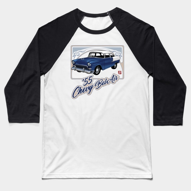 '55 Chevy Bel Air Baseball T-Shirt by D.H. Kafton Studio